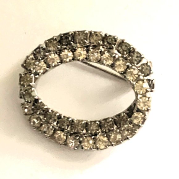 Vintage Double Rhinestone Circle Pin - Picture 7 of 8